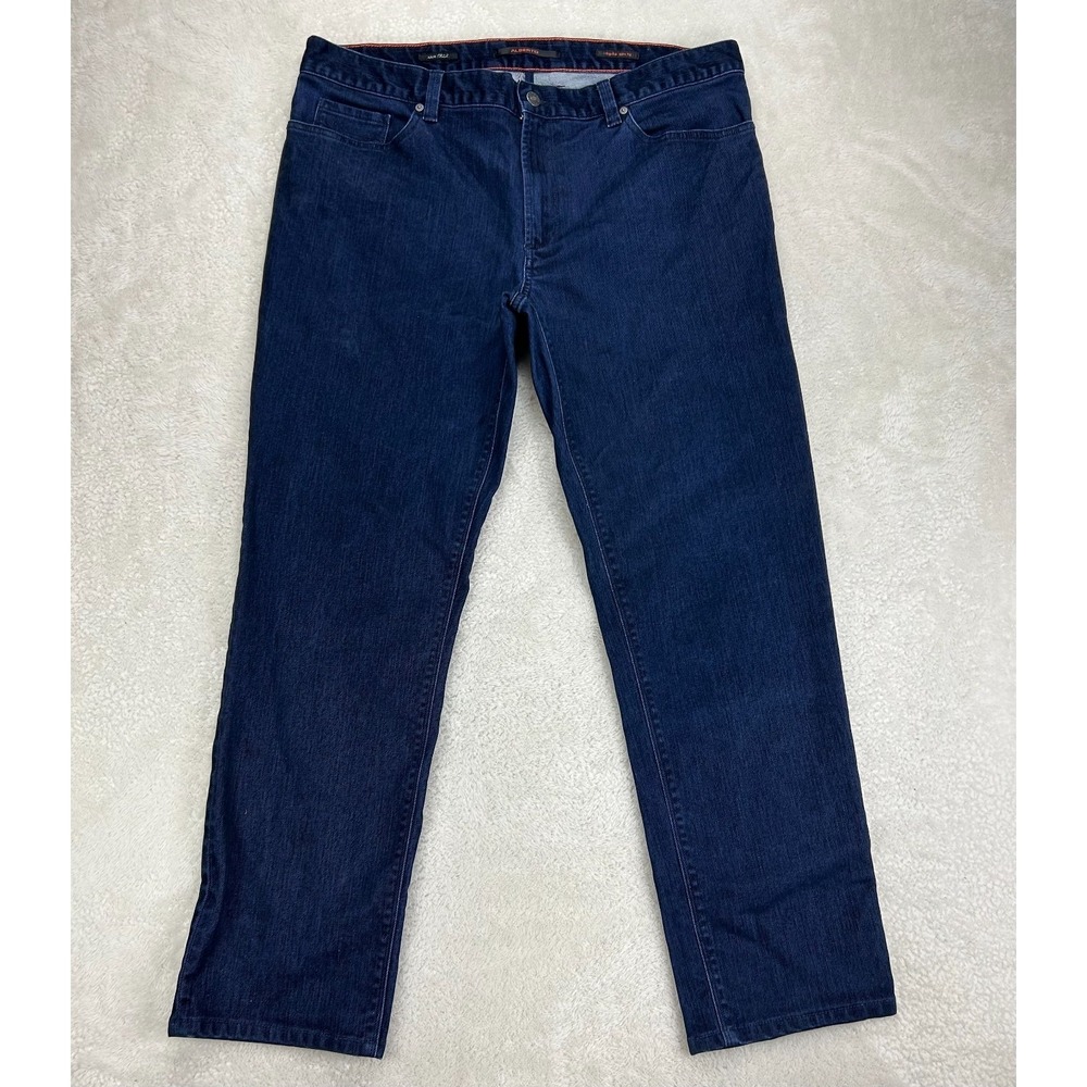 Alberto Straight Leg Jeans Mens 38x34 Navy Velvet Denim Pipe Regular Slim Fit